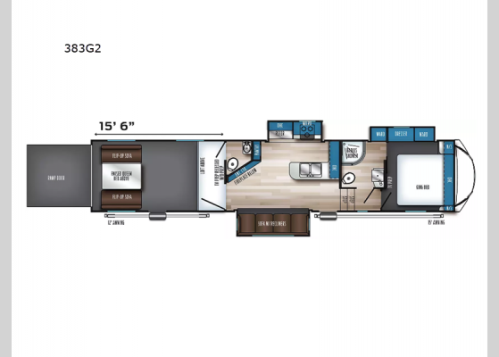 Floorplan - 2025 Vengeance Rogue Armored 383G2 Toy Hauler Fifth Wheel