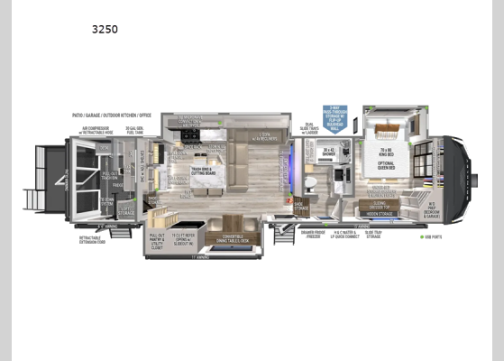 Floorplan - 2026 Model G 3250 Toy Hauler Fifth Wheel