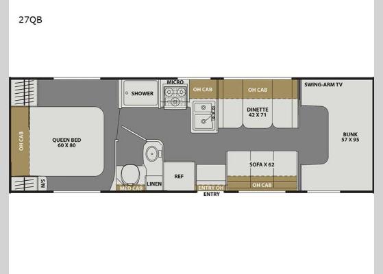 Floorplan - 2023 Freelander 27QB Chevy Motor Home Class C