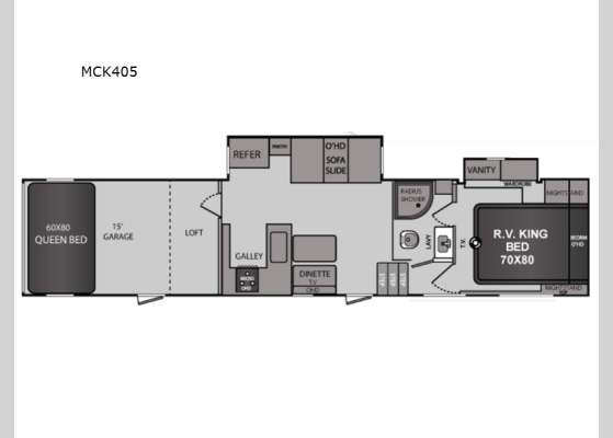 Floorplan - 2024 MGM MCK405 Toy Hauler Fifth Wheel