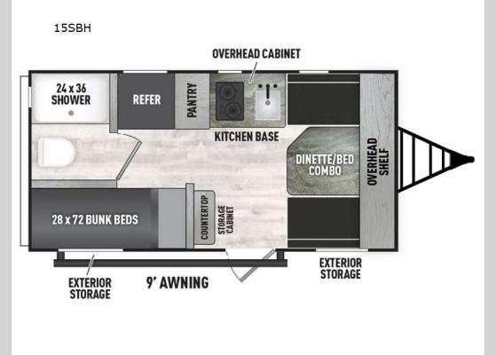 Floorplan - 2024 Saga 15SBH Travel Trailer