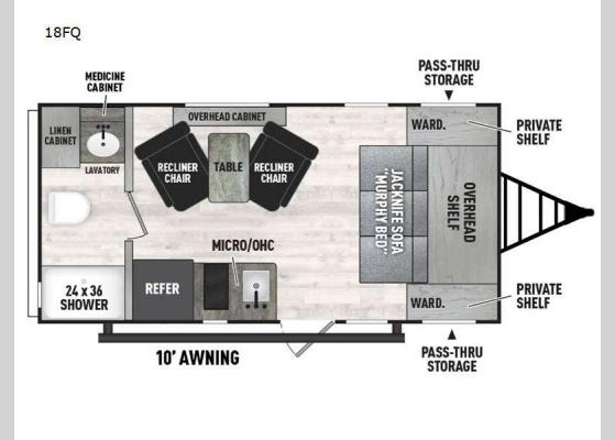 Floorplan - 2024 Clipper 4K Series 18FQ Travel Trailer