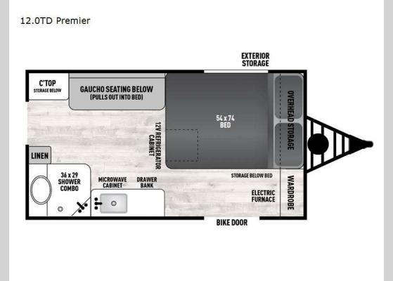 Floorplan - 2024 Viking Camping Trailers 12.0 TD Premier Teardrop Trailer