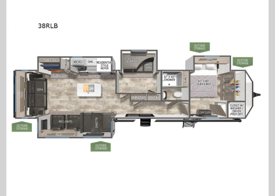 Floorplan - 2025 Puma Destination 38RLB Destination Trailer