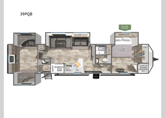 Floorplan - 2025 Puma Destination 39PQB Destination Trailer