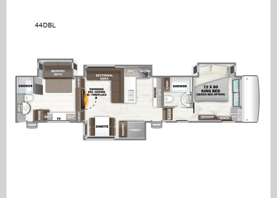 Floorplan - 2025 RiverStone 44DBL Fifth Wheel