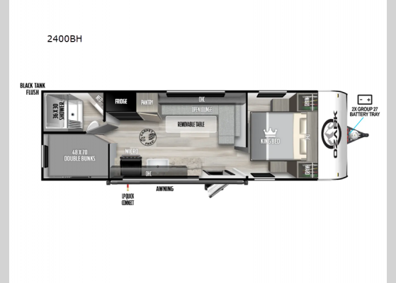 Floorplan - 2025 Ozark 2400BH Travel Trailer