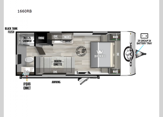 Floorplan - 2025 Ozark 1660RB Travel Trailer