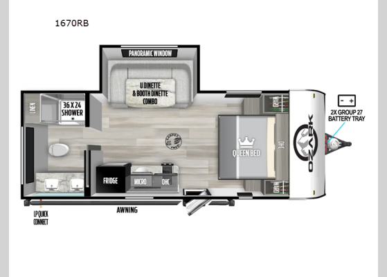 Floorplan - 2025 Ozark 1670RB Travel Trailer