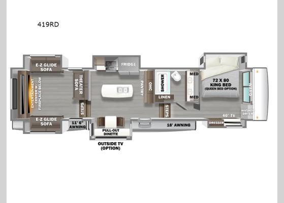 Floorplan - 2025 RiverStone 419RD Fifth Wheel