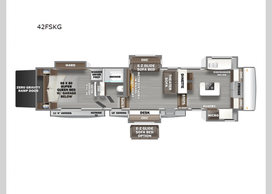 Floorplan - 2025 RiverStone 42FSKG Toy Hauler Fifth Wheel