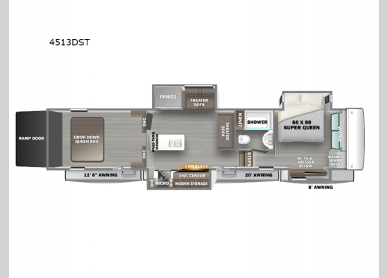 Floorplan - 2025 RiverStone 4513DST Toy Hauler Fifth Wheel