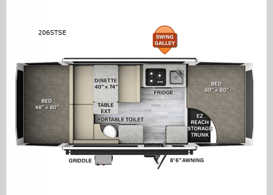 Floorplan - 2023 Flagstaff SE 206STSE Folding Pop-Up Camper