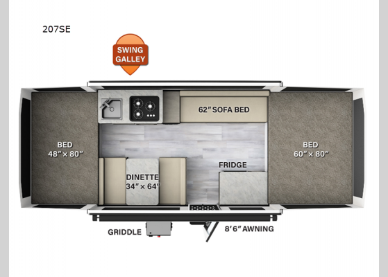 Floorplan - 2023 Flagstaff SE 207SE Folding Pop-Up Camper