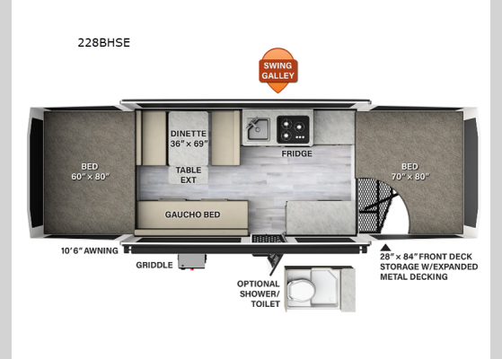 Floorplan - 2023 Flagstaff SE 228BHSE Folding Pop-Up Camper