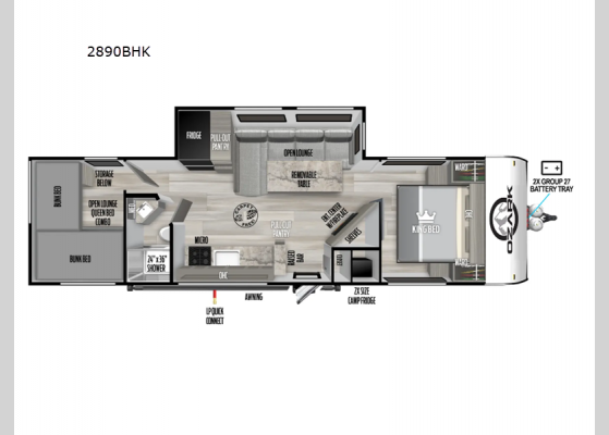 Floorplan - 2025 Ozark 2890BHK Travel Trailer