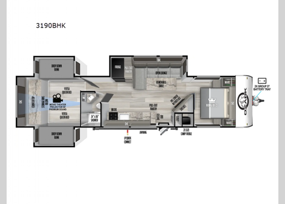 Floorplan - 2025 Ozark 3190BHK Travel Trailer