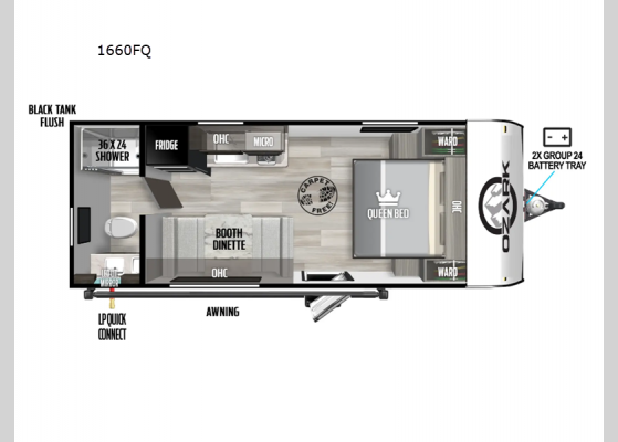 Floorplan - 2025 Ozark 1660FQ Travel Trailer