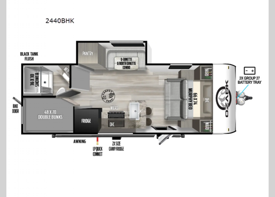 Floorplan - 2025 Ozark 2440BHK Travel Trailer