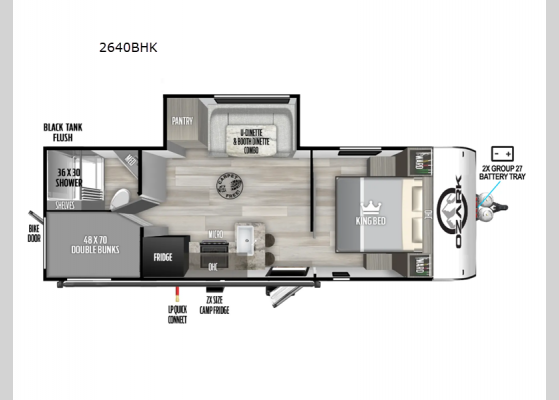 Floorplan - 2025 Ozark 2640BHK Travel Trailer