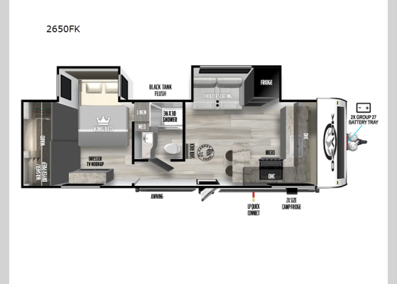 Floorplan - 2025 Ozark 2650FK Travel Trailer