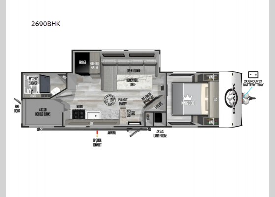 Floorplan - 2025 Ozark 2690BHK Travel Trailer