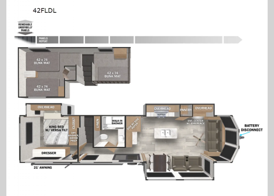 Floorplan - 2025 Wildwood Grand Lodge 42FLDL Destination Trailer