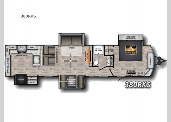 Floorplan - 2025 Hampton 380RKS Destination Trailer