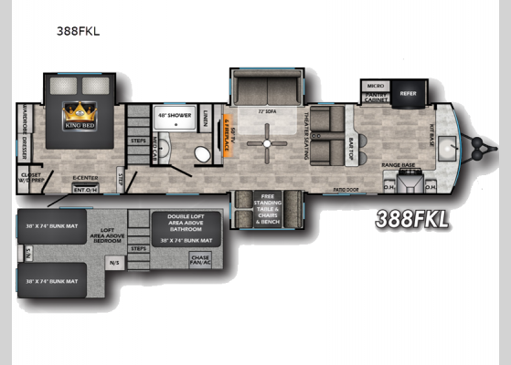 Floorplan - 2025 Hampton 388FKL Destination Trailer