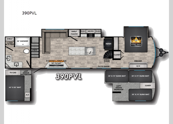 Floorplan - 2025 Hampton 390PVL Destination Trailer