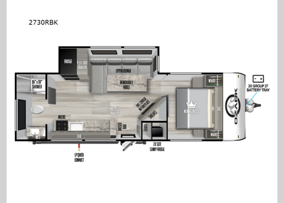 Floorplan - 2025 Ozark 2730RBK Travel Trailer