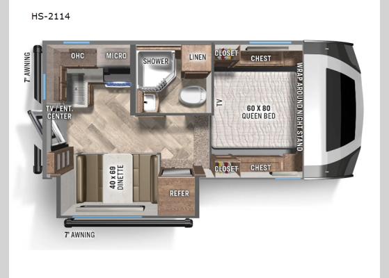 Floorplan - 2024 Real-Lite HS-2114 Truck Camper