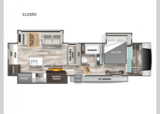 Floorplan - 2024 Cedar Creek Experience 3125RD Fifth Wheel