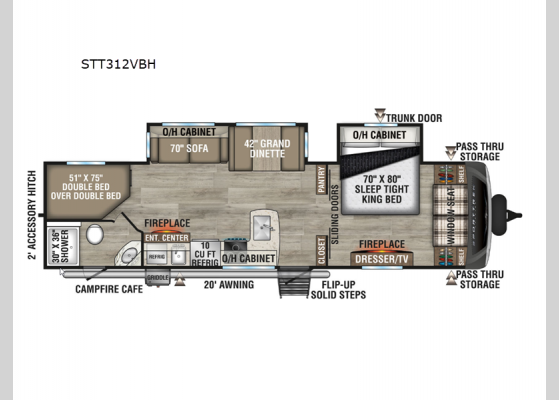 Floorplan - 2025 SportTrek Touring Edition STT312VBH Travel Trailer