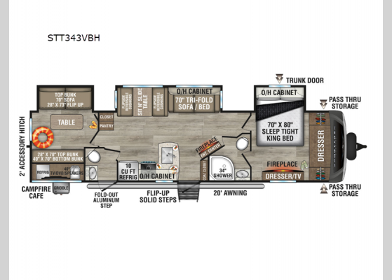 Floorplan - 2025 SportTrek Touring Edition STT343VBH Travel Trailer