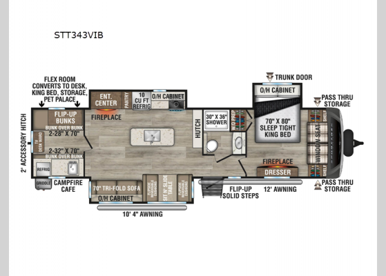 Floorplan - 2025 SportTrek Touring Edition STT343VIB Travel Trailer