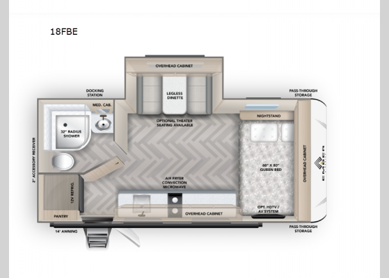 Floorplan - 2025 E-Series 18FBE Travel Trailer