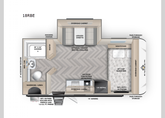 Floorplan - 2025 E-Series 18RBE Travel Trailer