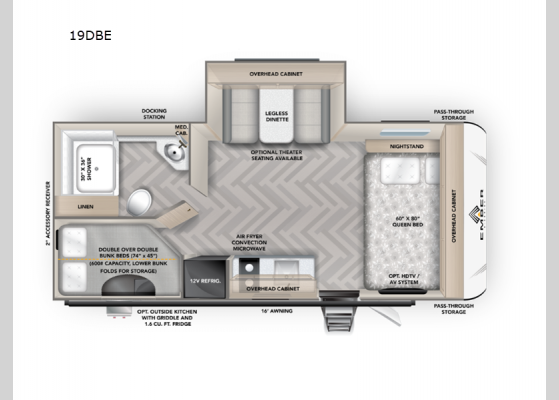 Floorplan - 2025 E-Series 19DBE Travel Trailer