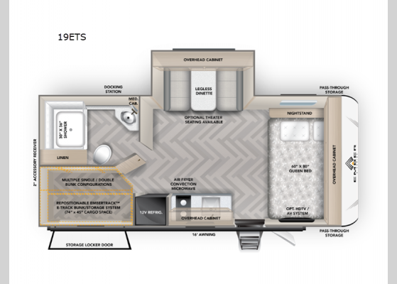 Floorplan - 2025 E-Series 19ETS Travel Trailer