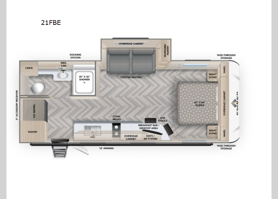 Floorplan - 2025 E-Series 21FBE Travel Trailer