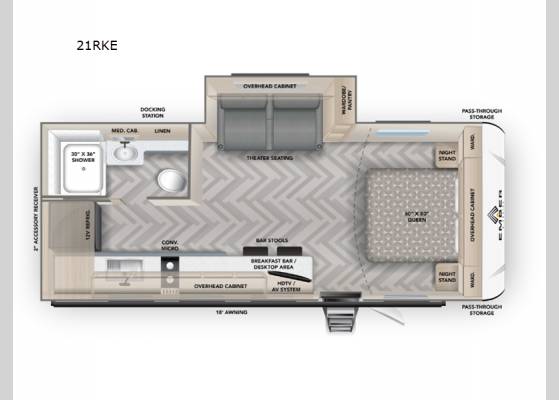 Floorplan - 2025 E-Series 21RKE Travel Trailer