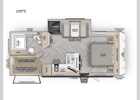 Floorplan - 2025 E-Series 22ETS Travel Trailer