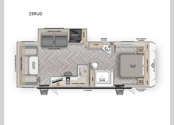 Floorplan - 2025 E-Series 25RUD Travel Trailer