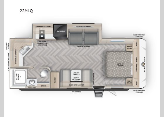 Floorplan - 2025 E-Series 22MLQ Travel Trailer