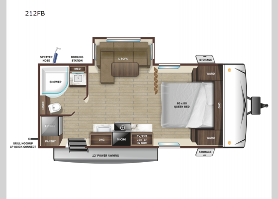 Floorplan - 2025 Super Lite 212FB Travel Trailer