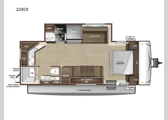 Floorplan - 2025 Super Lite 225CK Travel Trailer