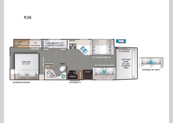 Floorplan - 2025 Omni TRAIL R36 Motor Home Super C - Diesel