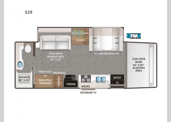 Floorplan - 2025 Omni TRAIL S29 Motor Home Super C - Diesel