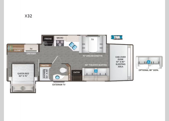 Floorplan - 2025 Omni TRAIL X32 Motor Home Super C - Diesel